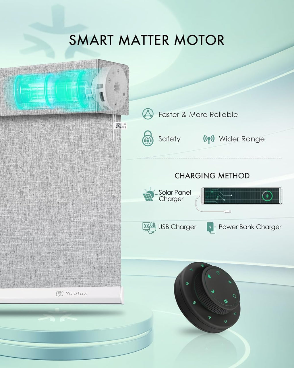 Yoolax Smart Blinds, Motorized Matter Roller Shades Light Filtering Automatic Blinds for Windows Motorized Shades Compatible with Alexa, Google Home, Homekit(Half Shading Light Gray)