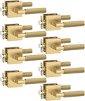 Asidrama 8 Pack Champagne Bronze Passage Door Handles, Door Lever with Door Knobs Indoor for Bedroom or Bathroom, Heavy Duty Door Handles Interior with Locks for Left Right Sided Doors
