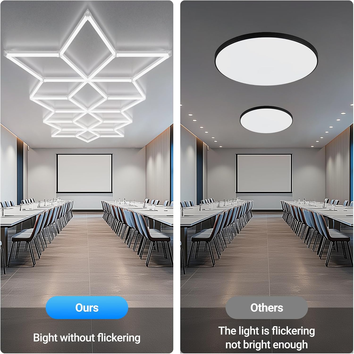 Rhombus LED Garage Light - Hexagonal Snow Lights, 710W 78100LM Super Bright Garage Ceiling Lights, Larger Size Honeycomb Light for Warehouse, Workshop, Gym, Car Basement