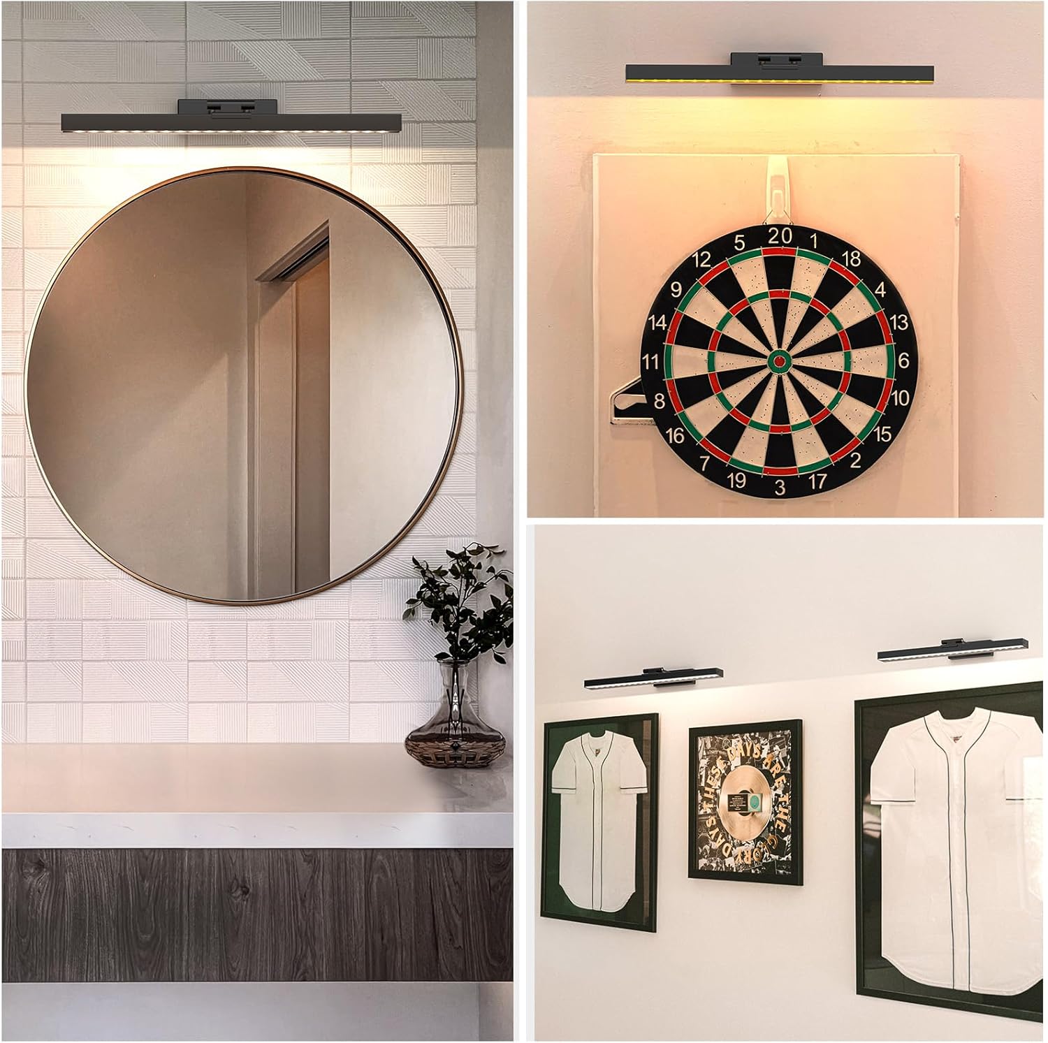 PESUTEN 2PCS Picture Light Battery Operated, 16in Wireless Art Light for Paintings CCT Dimmable Recharging Battery Picture Light with Remote Control for Gallery Dartboard Bedroom Bathroom