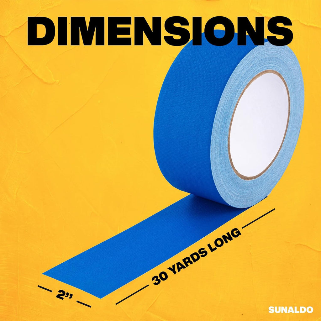 Gaffers Tape, Strong Hold, Easy to Rip, Residue-Free Professional Grade Floor Tape for Electrical Cords, Matte Finish, Non Reflective, Weather Resistant (1 Pack, Blue, 2" x 30 Yards)