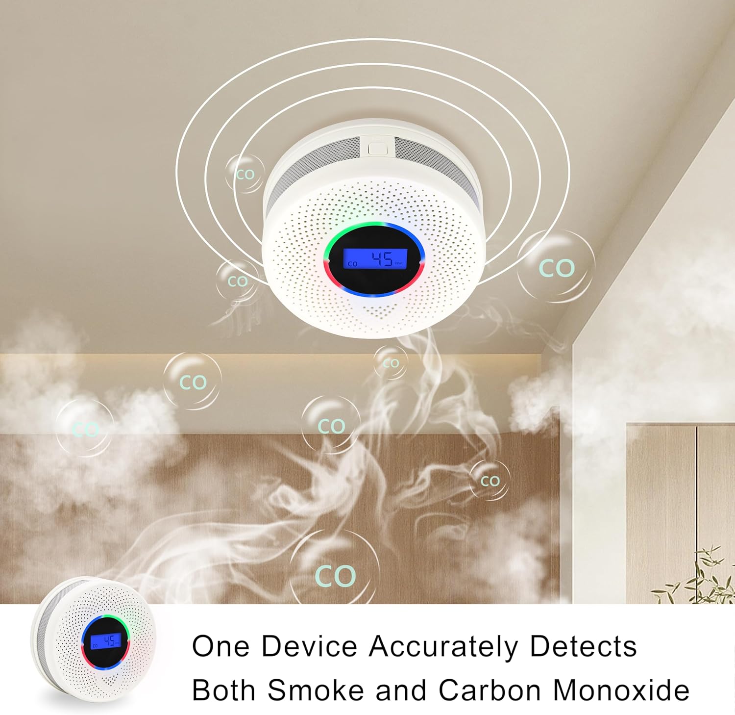 Kesy Upgraded Smoke and Carbon Monoxide Detector 10-Year Lifespan, Dual Sensor Smoke Alarm & Carbon Monoxide Detector (6 Pack)