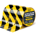 Tapix (3 Pack 2 Inch x 108 Feet Black & Yellow Tape Roll - Safety Stripe Waring Tape for Floor - Highly Adhesive Waterproof Hazard Tape for Floors, Walls, Staircase, Pipes, Equipment, Dangerous Area