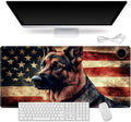 Heated Mouse Pad for Desk 31.5" x 13" – PU Leather Warm Desk Pad with 3 Heat Levels (104°F/113°F/122°F), Plug-in Electric Heating Mat with Auto Shut-Off, Waterproof & Rollable, German Shepherd