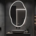 Asymmetrical LED Bathroom Mirror with Lights,Irregular Led Bathroom Vanity Mirror for Wall with Backlit, Anti Fog, 3 Colors and Dimmable Light,[Horizontal/Vertical] 48" H x 30" W