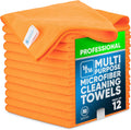 MW Pro Microfiber Cleaning Cloth | Orange | 12 Pack | 16” x 16” | All Purpose Microfiber Towels - Clean, Dust, Polish, Scrub, Absorbent