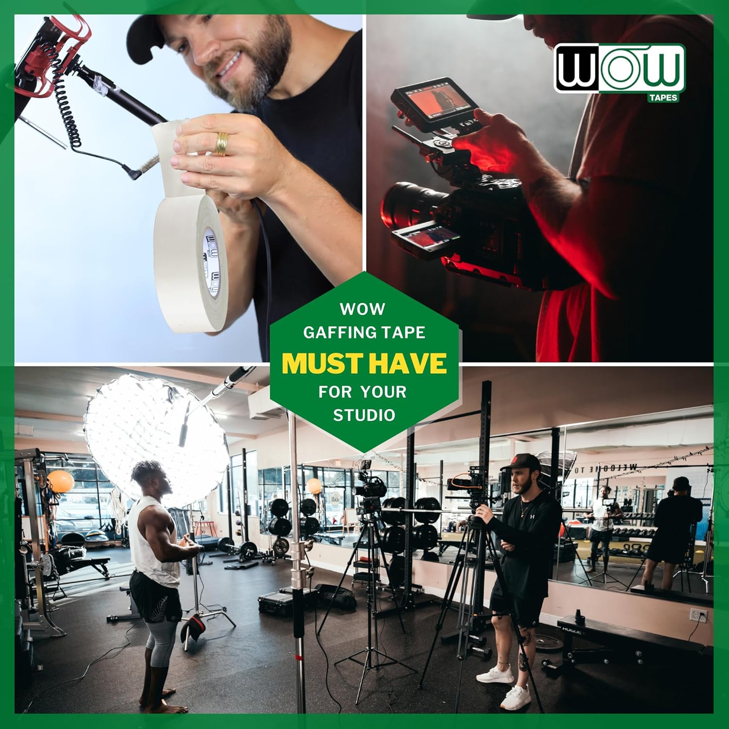 Wow Gaffers Tape 2 Inch White - 50 Yards (Case of 24), Residue Free, Non-Reflective & Heavy-Duty - Professional Grade Gaff Tape - Ideal for Photography Backdrop, Cables, Cords & Floor Taping
