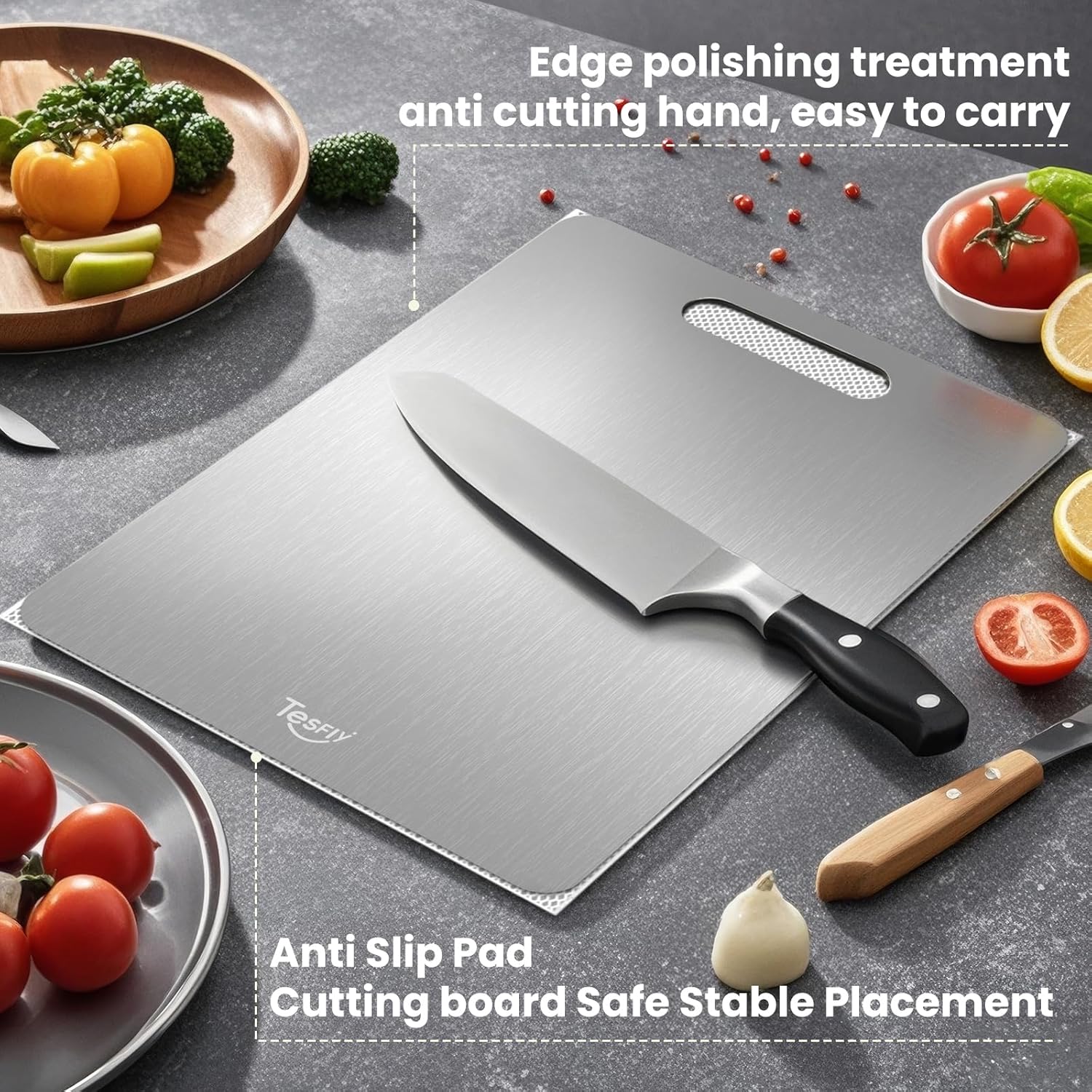 New Titanium Cutting Board -100% Pure Titanium Cutting Boards For Kitche,Easy to clean, Double-sided food-grade Cutting Board For Meats, Fruits And Vegetables (Large)