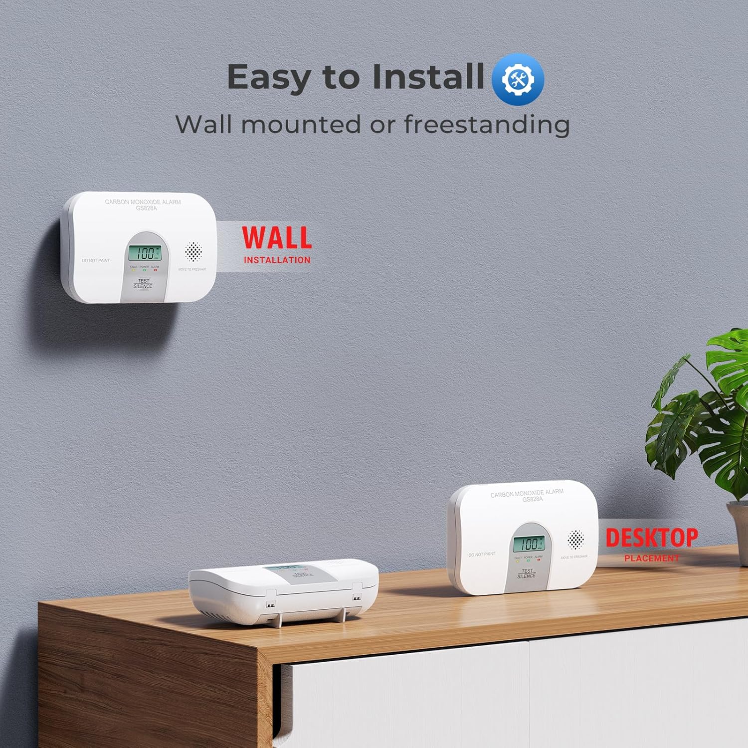 Siterwell Travel Carbon Monoxide Detector, 10 Year Product Life Carbon Monoxide Detectors with LCD Digital Display and Sound Warning, ETL Listed, Portable Carbon Monoxide Detector for Home, 4-Pack