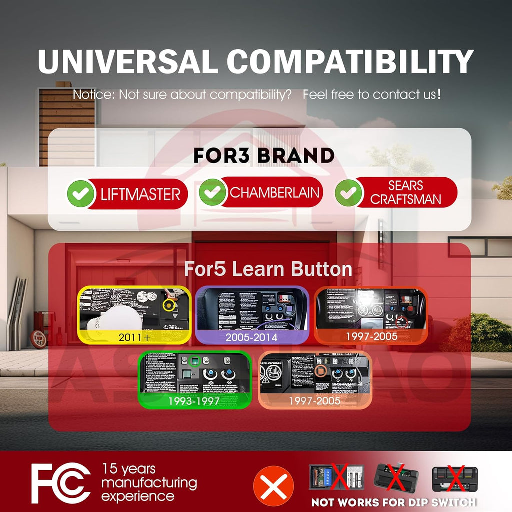 2X 953EV-P2 953ESTD Universal Chamberlain LiftMaster Craftsman Garage Door Opener Remote, Security+2.0 MyQ 3-Button【3-Year-Warranty】