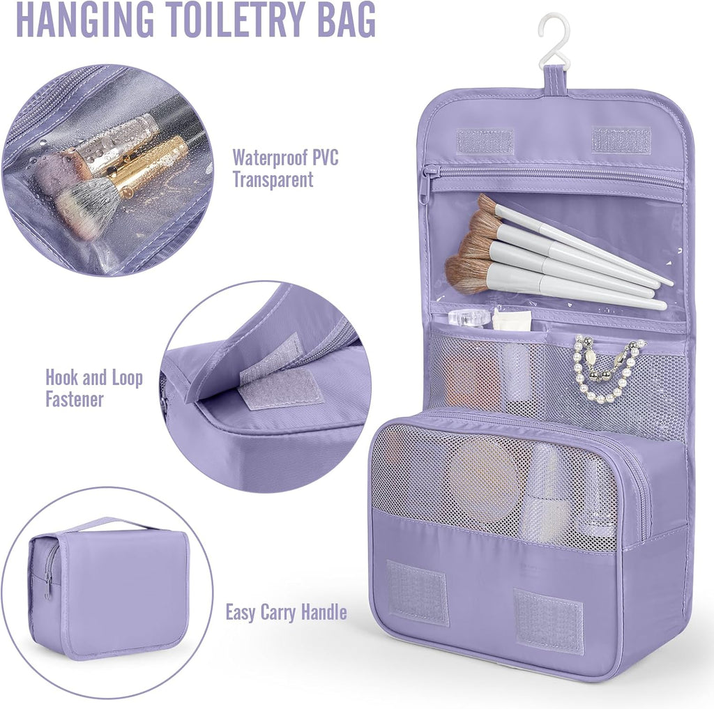 Veken 8 Set Packing Cubes for Travel Essentials, Suitcase Organizer Bags in 4 Sizes, Carry-On Luggage Accessories with Large Laundry & Hanging Toiletry Bag, Must-Have for Airplane, Road Trip & Camping