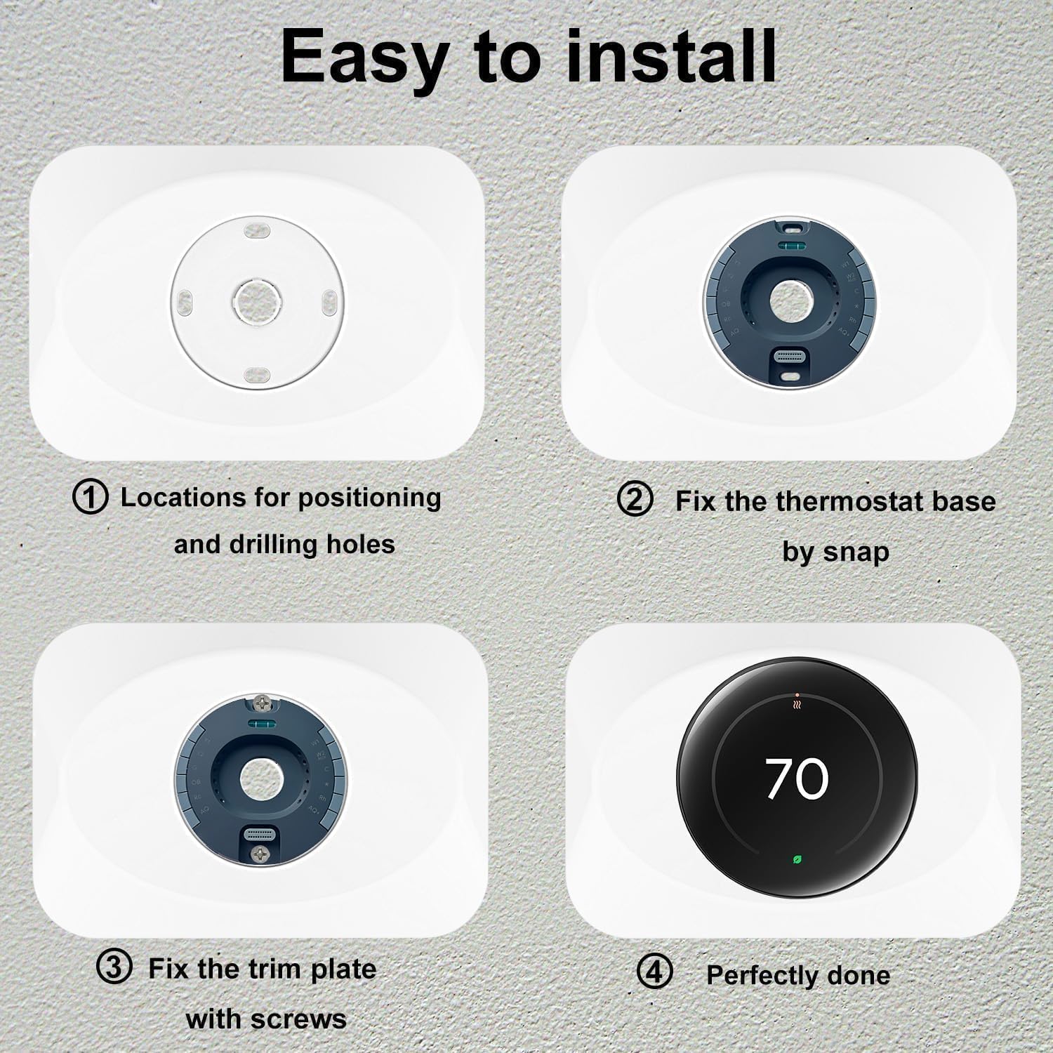 Nest Thermostat Wall Plate Cover Replacement Compatible with Google Nest Learning Thermostat (4th Gen), Practical Nest Learning Thermostat 4 Trim Kit, Snap fit Design (White, 1 Pack)