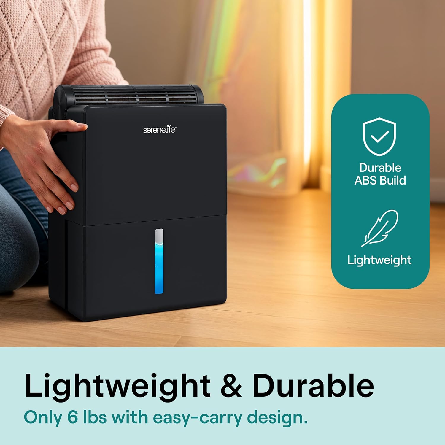 SereneLife Dehumidifiers for Home, 91 Oz Quiet Dehumidifier for Bedroom, Bathroom, Basement with Removable Cylinder For Closet, Timer, Sleep Mode & Smart Humidity Control, Covers 1500 Sq. Ft, Black
