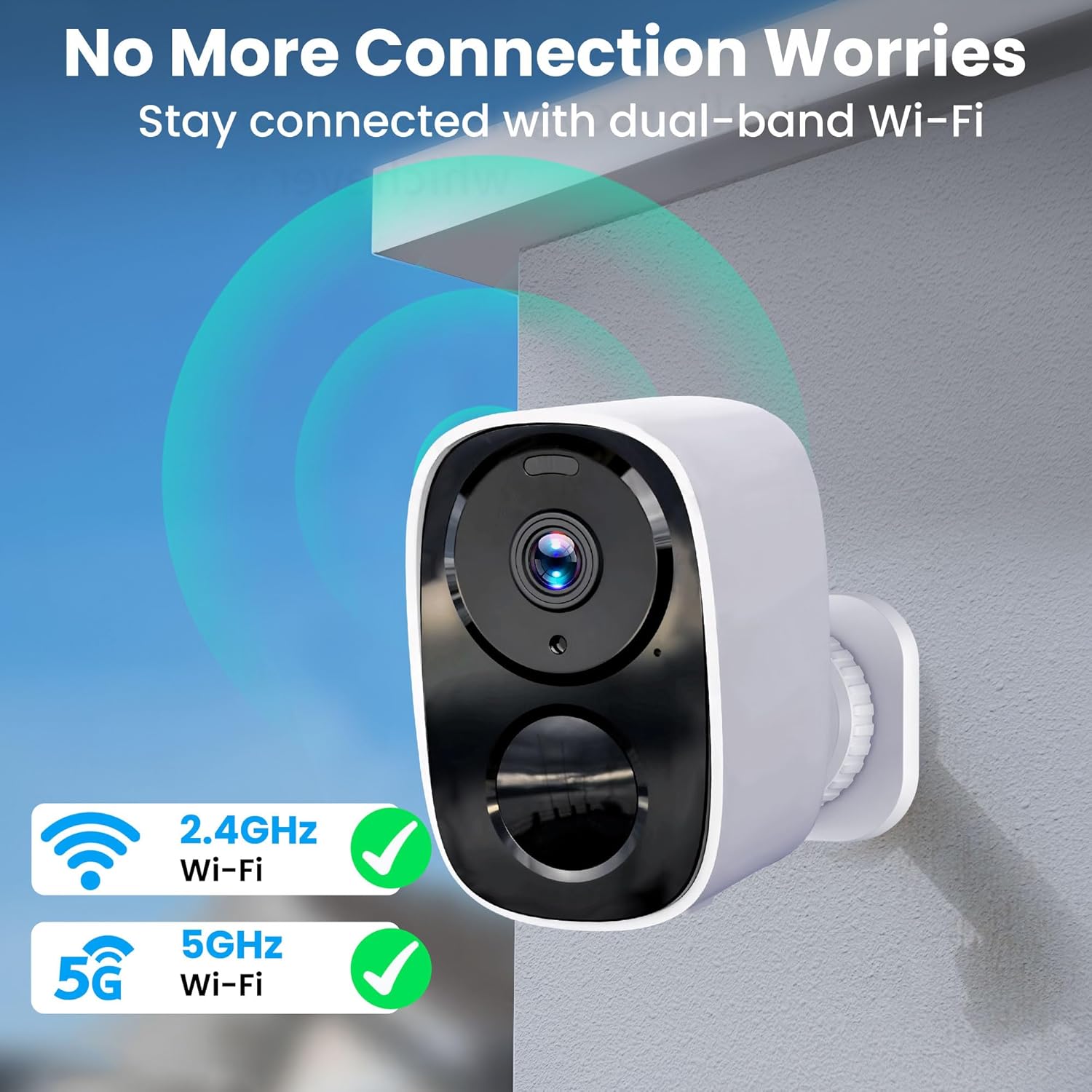 2025 Upgraded 2K Wireless Security Camera with 64G SD Card, Free Cloud Storage, 1-6 Month Battery Life, AI Motion Detection, Spotlight, Siren Alarm, 2-Way Audio, Waterproof WiFi Surveillance Camera