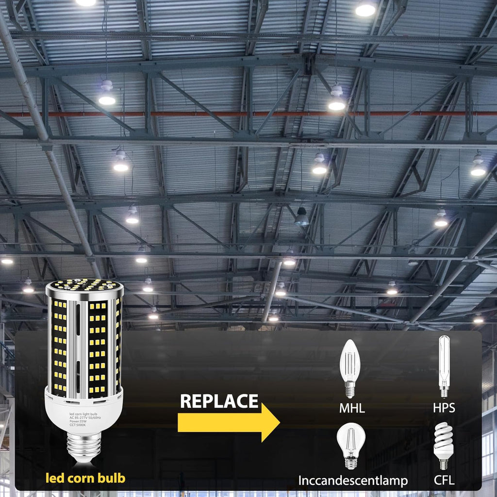 35W LED Corn Light Bulb 2 pack,(300W Equivalent )Commercial Grade Daylight 5000K E26/E39 5000LM Medium Mogul Base LED Lamp,Large Area Lights For Outdoor Indoor Garage Warehouse Factory Bay Light