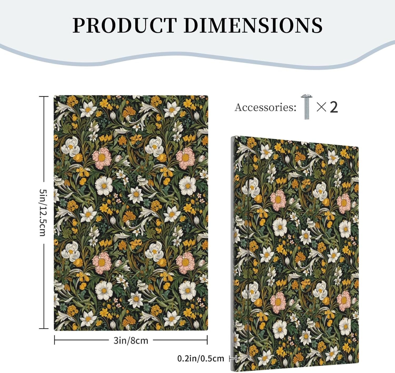 Decorative Light Switch Plate Covers Rustic Green Leaf White Daisy Yellow Floral 1 Gang No Device Single Blank Outlet Covers Wall Plate Light Switch Cover Plate for Bedroom Home Decor