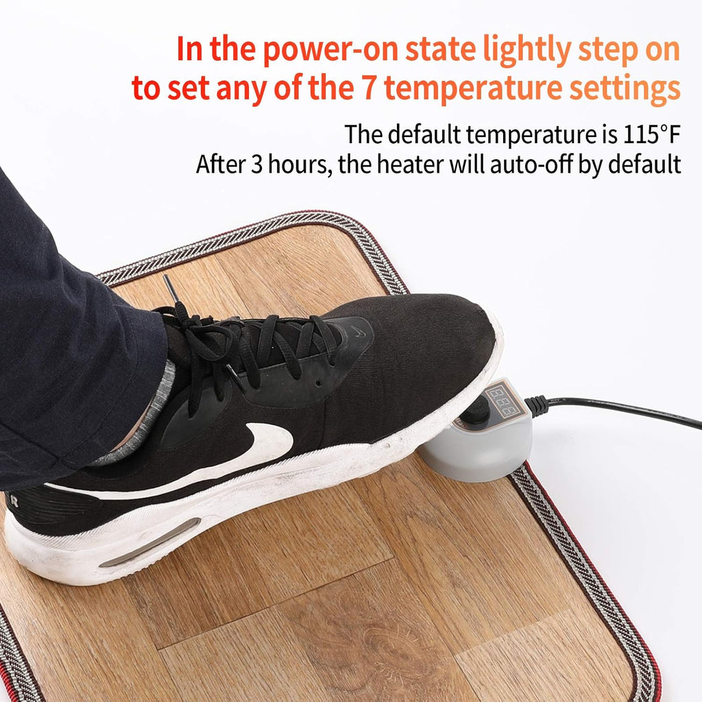 Electric Heated Floor Mats - AC 110V Foot Heater, Heated Foot Warmer Mat Under Desk for Office and Home