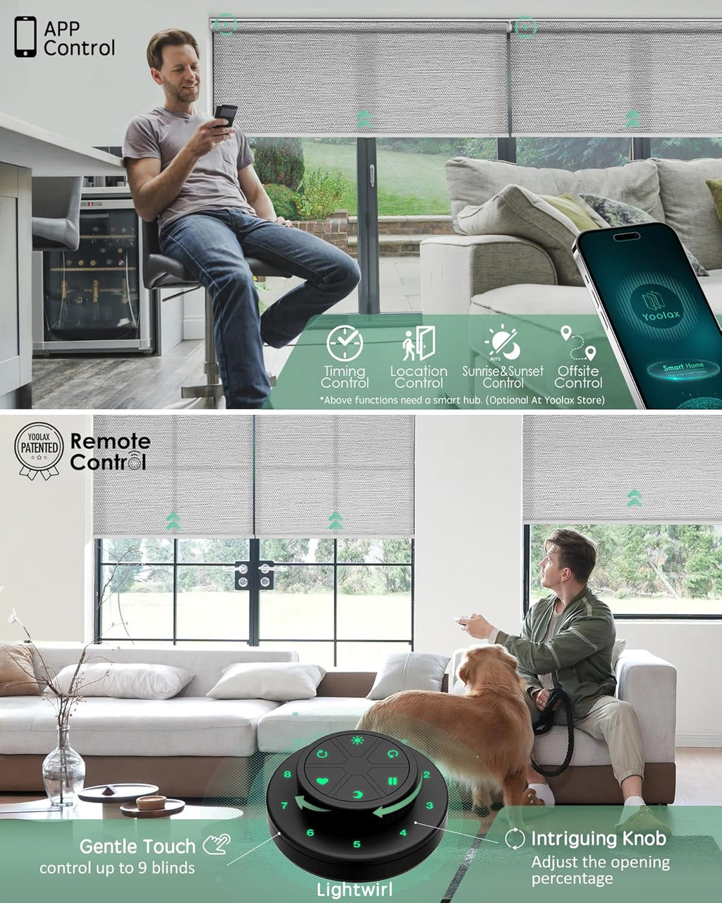 Yoolax Motorized Blinds with Remote, Smart Blinds for Windows Motorized Roller Shades, Automatic Window Shades Compatible with Alexa Custom Size (Room Darkening-Shinny Gray)