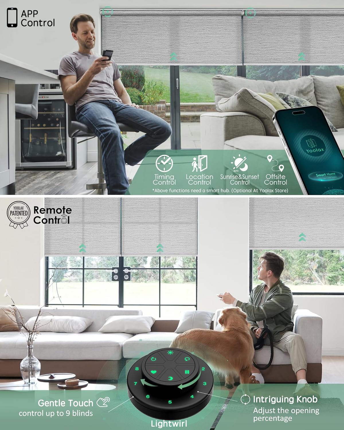 Yoolax Motorized Blinds with Remote, Smart Blinds for Windows Motorized Roller Shades, Automatic Window Shades Compatible with Alexa Custom Size (Room Darkening-Shinny Gray)