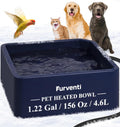 Heated Water Bowl for Dog Cat,1.22 Gallon,Outdoor Waterproof Heated Pet Water Dish with 79" Chew Resistant Cord for Rabbit, Chicken, Duck, Squirrel (Dark Blue)