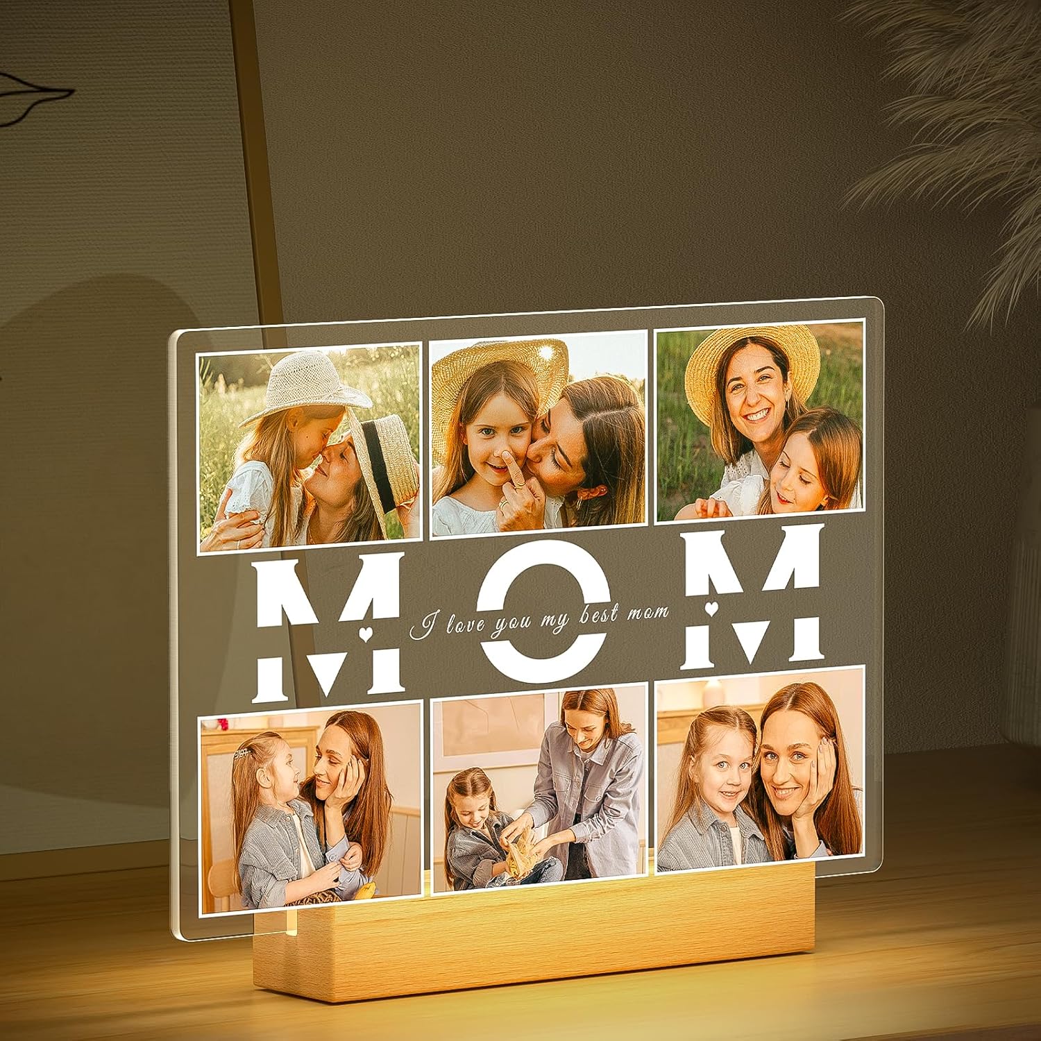 Personalized Gifts for Mom from Daughter Son, Custom Picture Frames with Photo, Customized Photo Frame with Night Light, Personalized Birthday Gifts for Mom