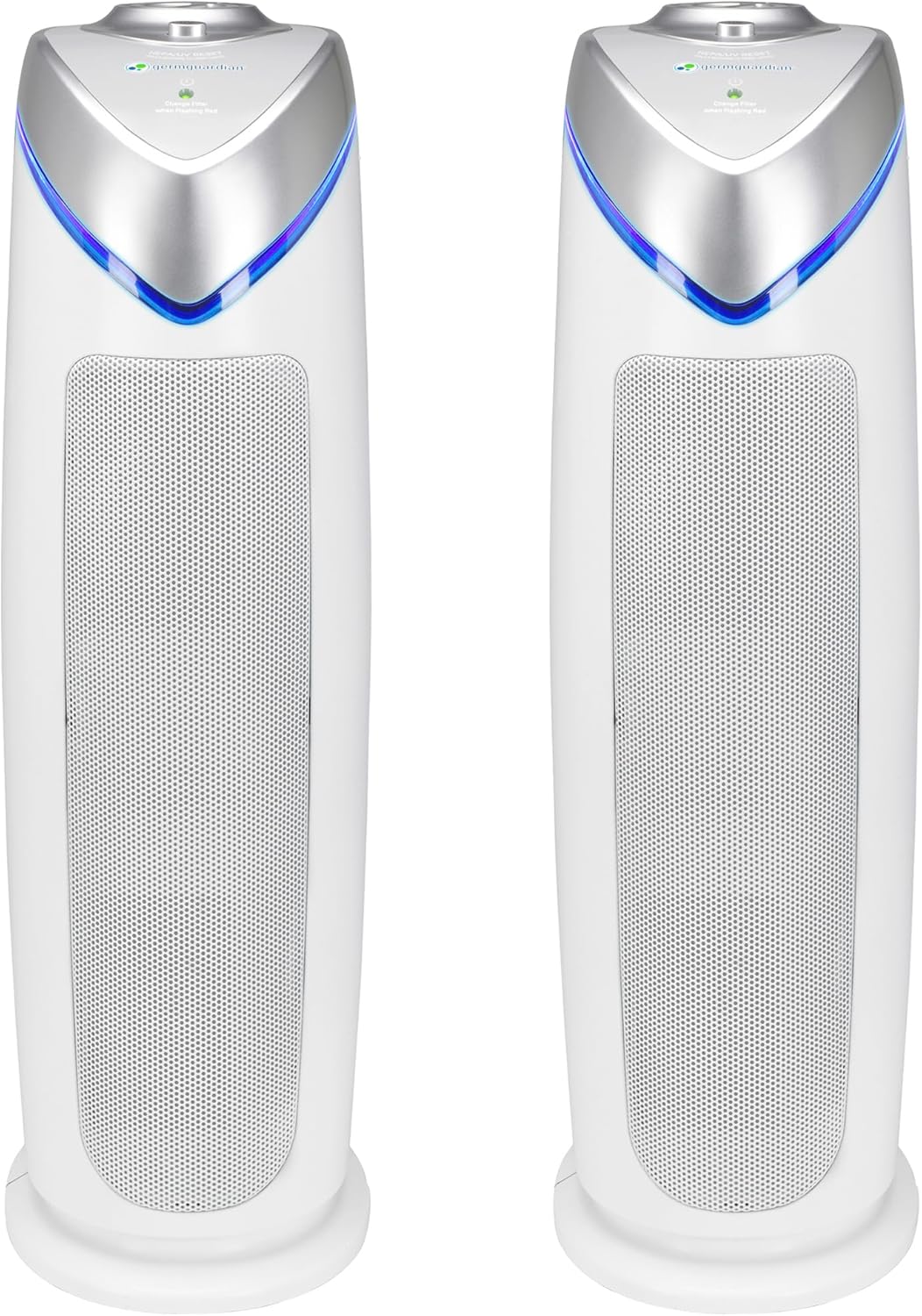 GermGuardian Air Purifier with HEPA 13 Filter, Removes 99.97% of Pollutants, Covers 743 Sq. Foot Room in 1 Hour, UV-C Light Helps Reduce Germs, 22 Inch, 2-Pack, White, AC4825W2PK