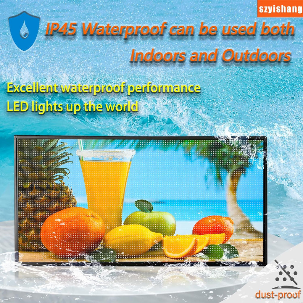 P5 Outdoor Waterproof 65"x34" Programmable LED Sign Board - Full Color Scrolling Display with High-Resolution Text/Image/Video for Business Advertising