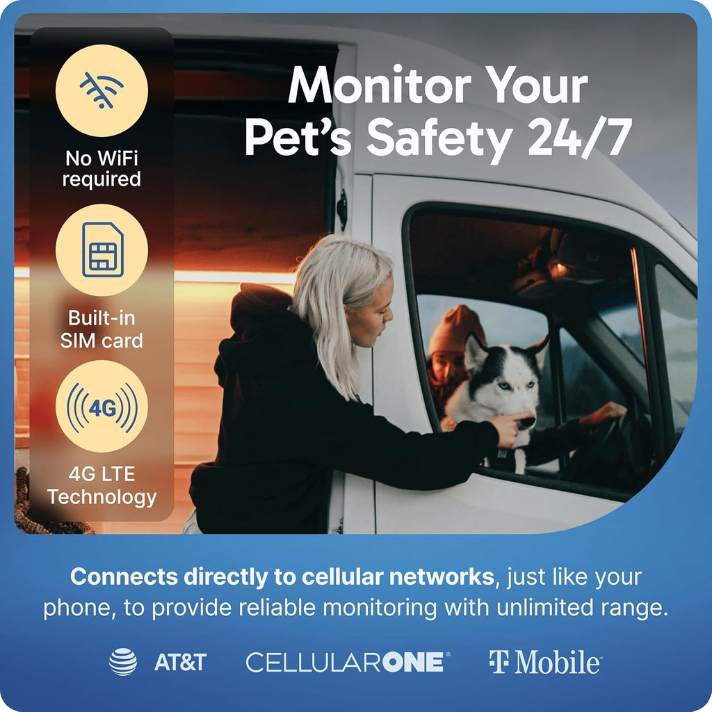 Necto RV Pet Temperature Monitor - No WiFi Required - Remote Power Outage & Temp Sensor with App Alerts. Cellular Monitoring System for Car, Home Safety & Server Room (Subscription Required)