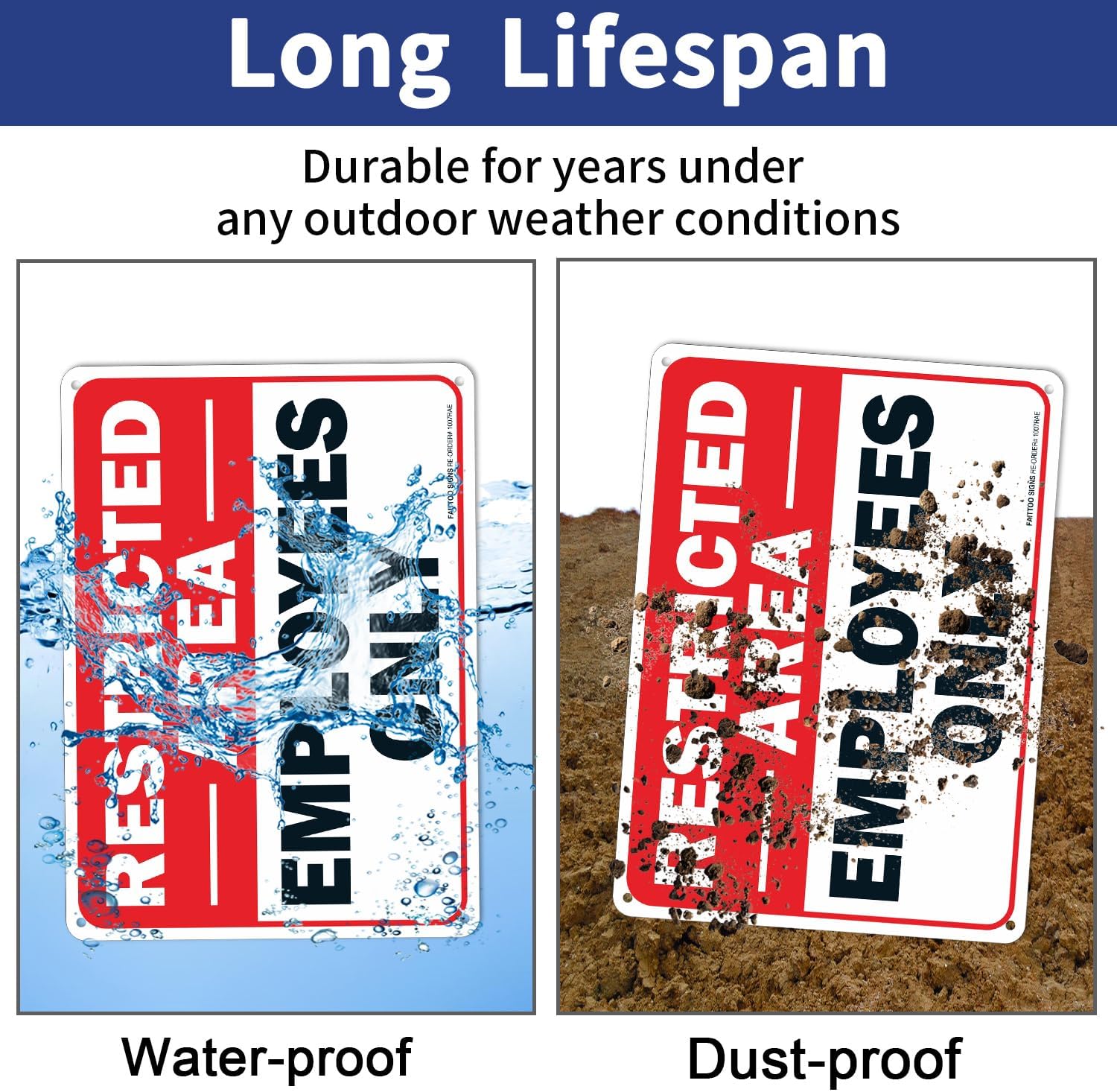 Faittoo Restricted Area Employees Only Sign, 10 x 7 Inches .40 Rust Free Aluminum, UV Protected, Weather Resistant, Waterproof, Durable Ink, Easy To Mount