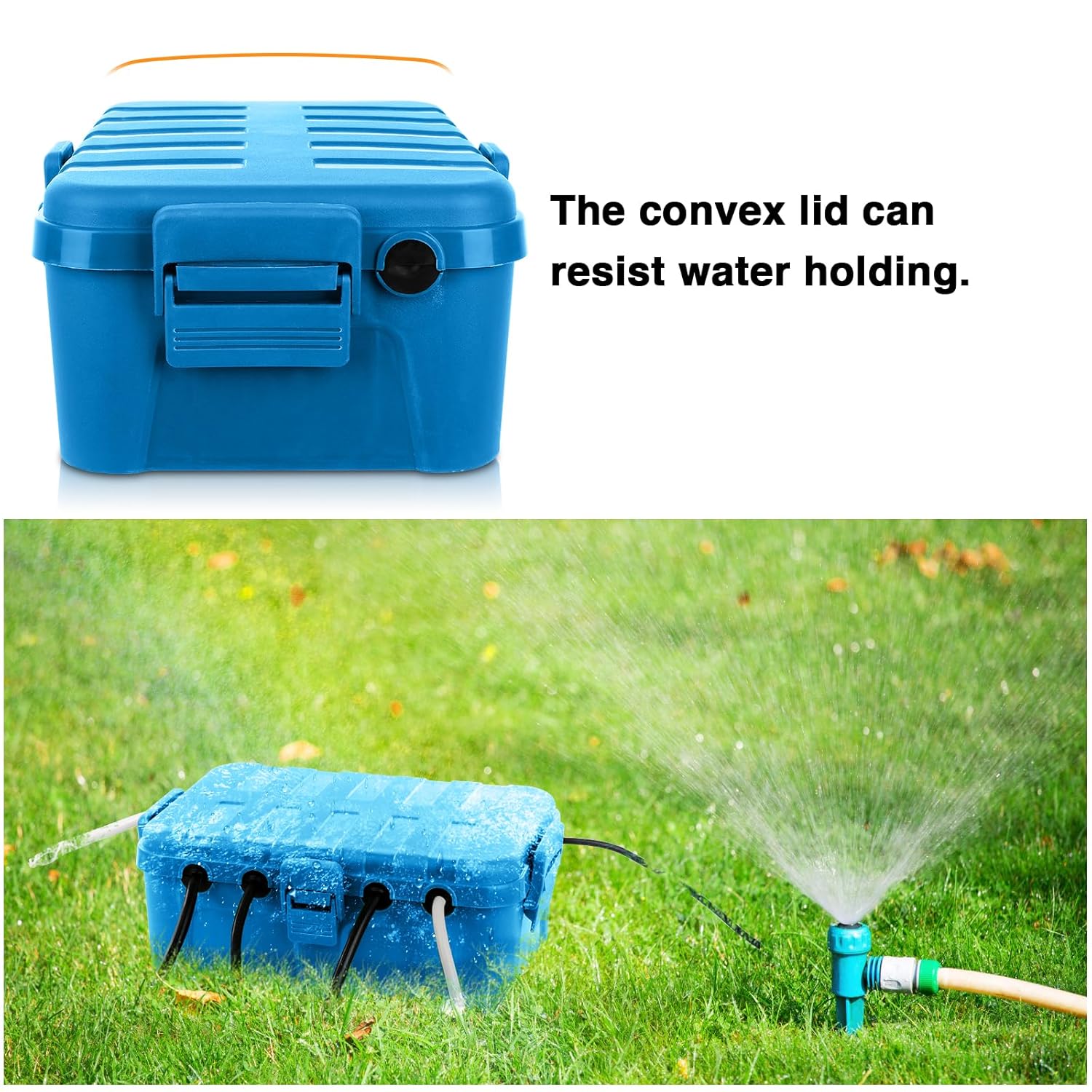 Flemoon Large Outdoor Electrical Box (12.5 x 8.5 x 5 inch), IP54 Waterproof Outdoor Extension Cord Cover Weatherproof, Protect Outlet, Plug, Socket, Timer, Power Strip, Holiday Light Decoration, Blue