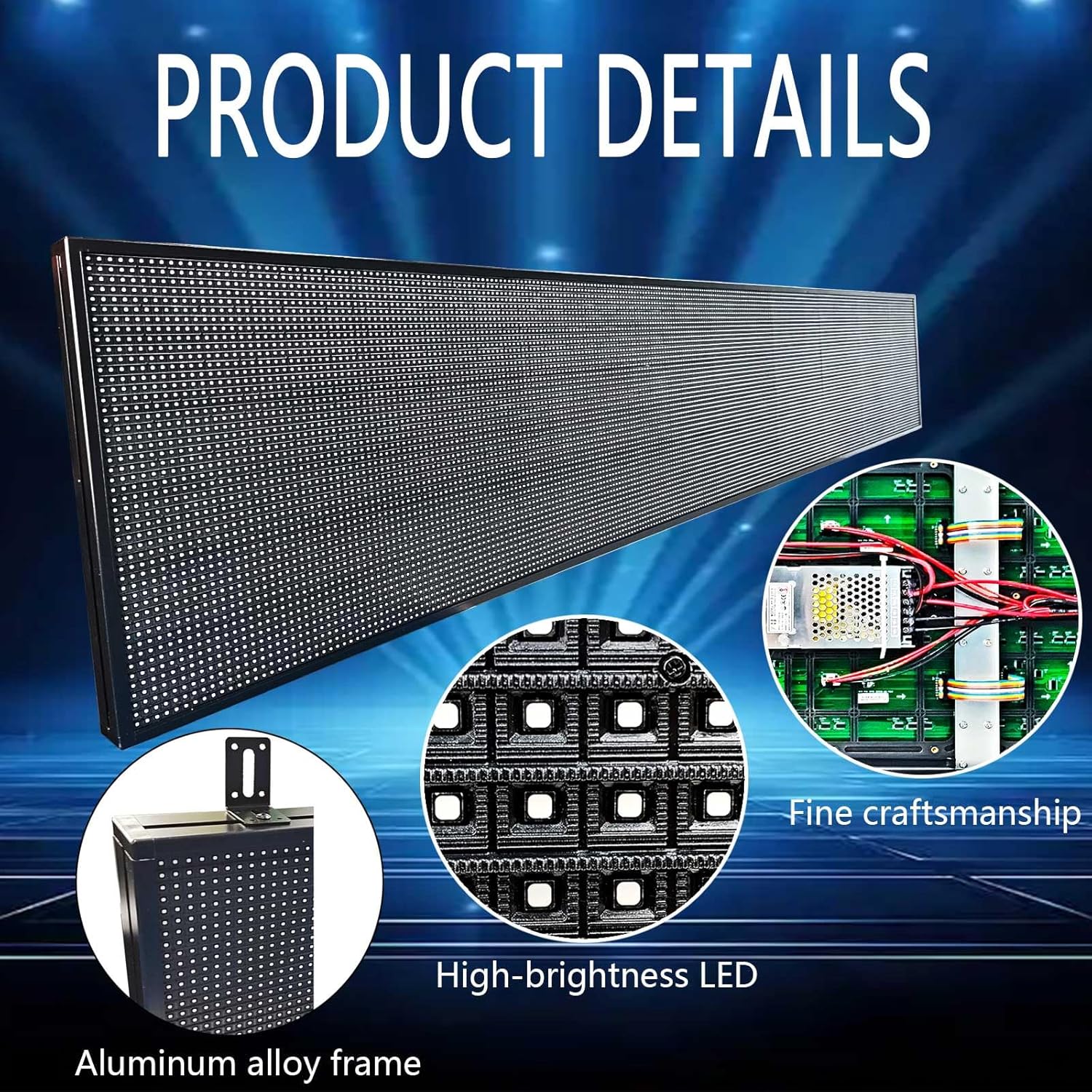 HS P10 115'’x20’’ Programmable Led Sign, Outdoor Digital Scrolling Signs, Open Neon Signs, Electronic Message Display Screen Banner Board, Full Color High Brightness WIFI Control Customized text for Business Store Advertising Restaurant Window