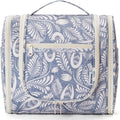 Narwey Hanging Toiletry Bag for Women Travel Makeup Bag Organizer Toiletries Bag Men for Cosmetics Essentials Accessories(Large, Blue Leaf)