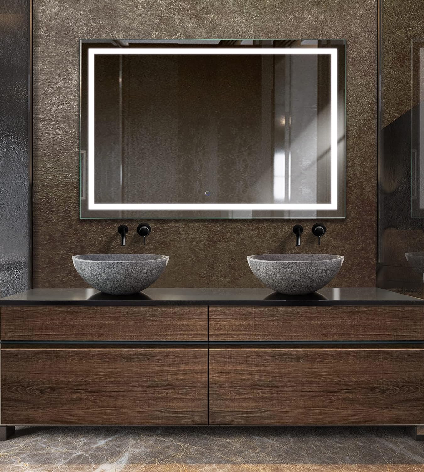 Krugg | Large 60 Inch X 36 Inch LED Bathroom Mirror | Lighted Vanity Mirror Includes Dimmer & Defogger | Wall Mount Vertical or Horizontal Installation