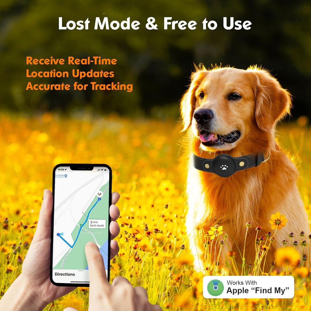 GPS Tracker for Dogs – Smart Dog Collar & Pet Tracker with Real-Time Location, No Monthly Fee, Unlimited Range (iOS Only) – Fits Small to Large Dogs(Locator Included) (Black)