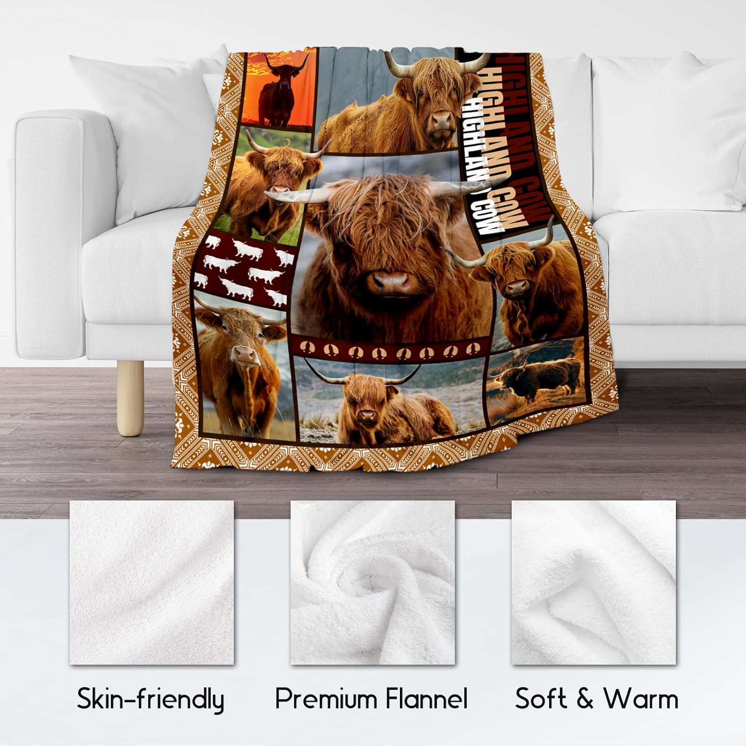 Blanket for Women Girls, Highland Cow Gifts for Adults - 60"x80" Kids Throw for Bed Living Room - Soft, Fuzzy & Cozy - Wildlife Home Decor Gift Ideal