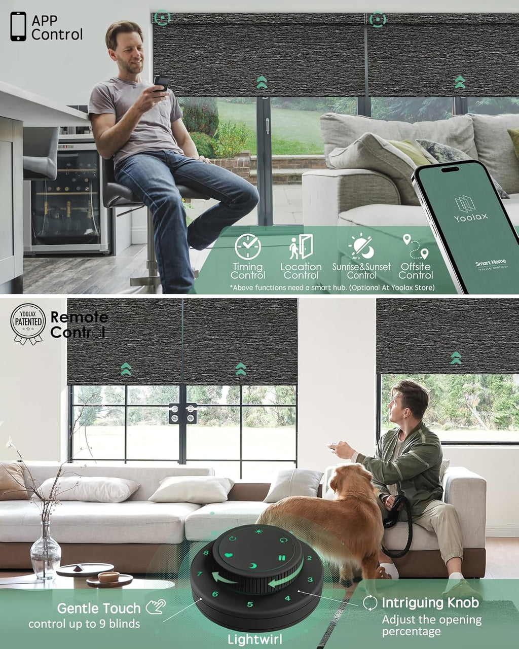 Yoolax Motorized Blinds with Remote, Smart Blinds for Windows Blackout Automatic Shades Compatible with Alexa Remote Control Roller Window Shades with Valance, Custom Size (V-Shimmer Horizontal Black)