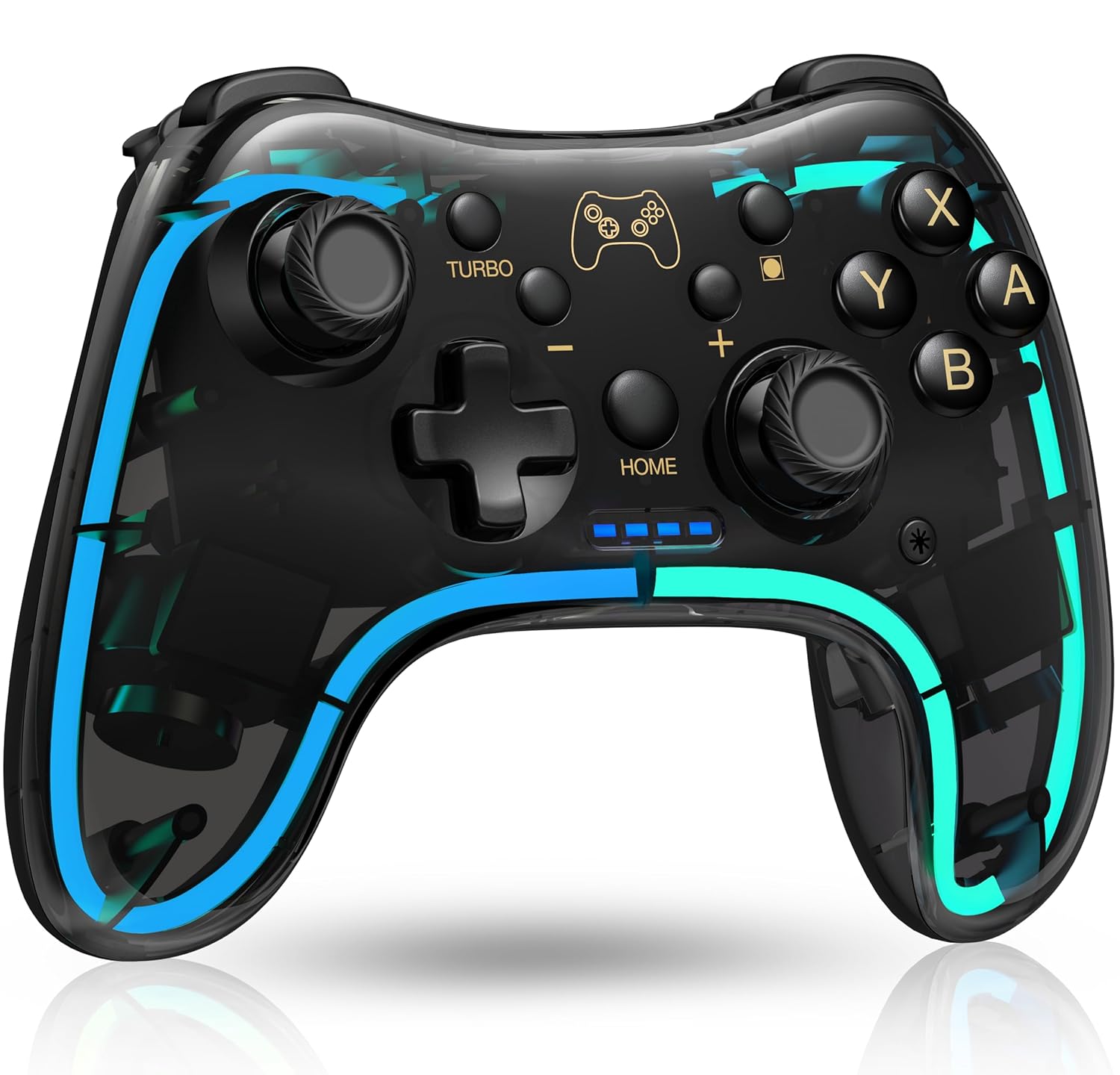 ELISWEEN Switch Controller for Nintendo Switch/Switch 2/OLED/Lite, Replacement for Nintendo Switch Pro Controller Support PC & Android/iOS with Cool Light, Wireless Switch Controller with Turbo,Vibration
