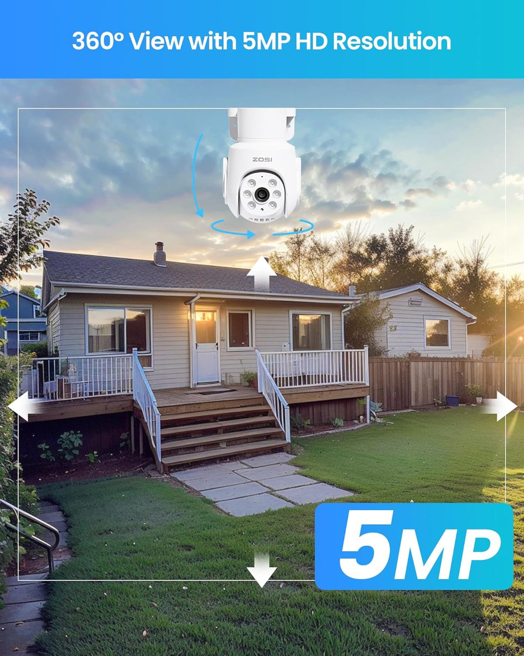 ZOSI 8CH 5MP Wi-Fi 6 Security Camera System with 12" LCD Monitor,4pcs 5mp Pan Tilt Plug-in WiFi Cameras Outdoor Indoor,AI Person Detection,Color Night Vision,2-Way Audio,1TB HDD for 24/7 Recording