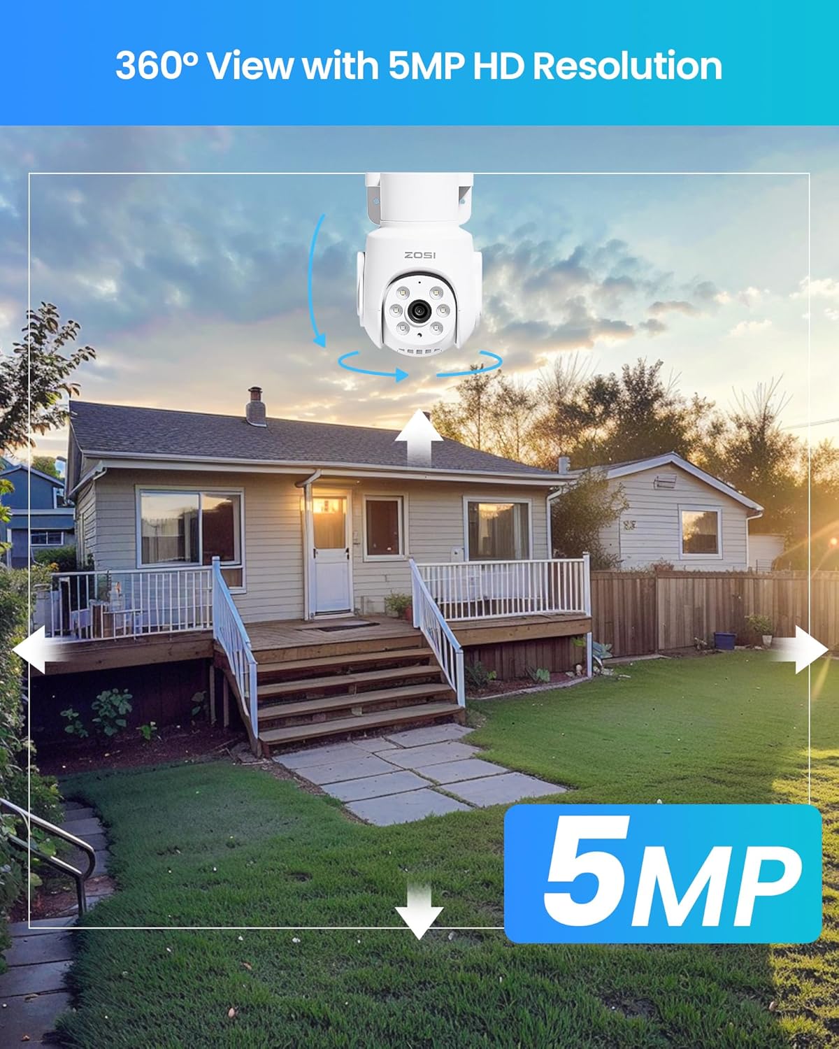 ZOSI 8CH 5MP Wi-Fi 6 Security Camera System with 12" LCD Monitor,4pcs 5mp Pan Tilt Plug-in WiFi Cameras Outdoor Indoor,AI Person Detection,Color Night Vision,2-Way Audio,1TB HDD for 24/7 Recording
