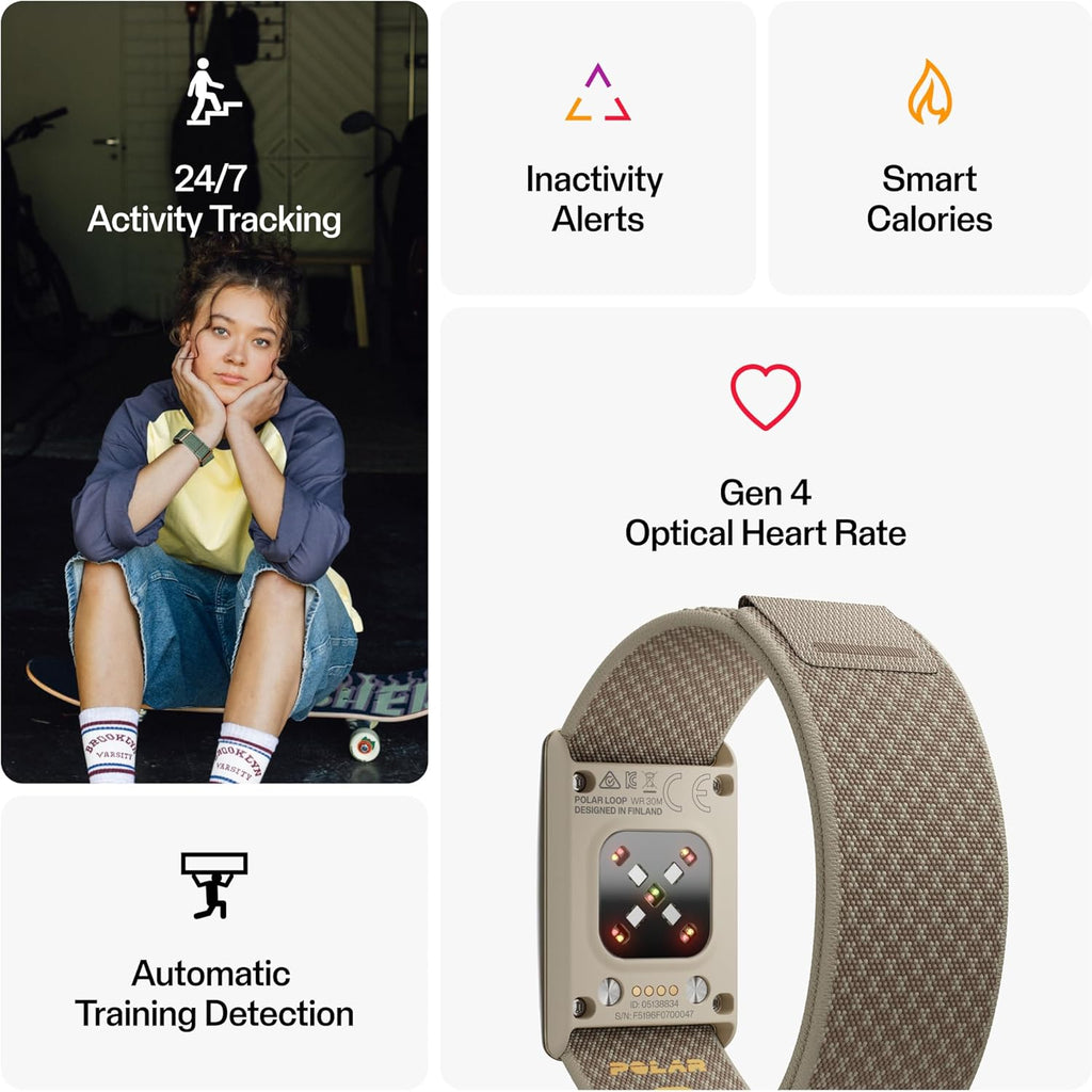 Polar Loop – Smart Screen-Free Wearable Health & Fitness Band with 24/7 Heart Rate, Sleep & Activity Tracking, Automatic Training Detection, No Subscription, 8-Day Battery.
