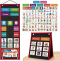 Visual Schedule for Kids Chore Chart，2 in 1 Daily Schedule Board Routine Pocket Chart Cards for Toddlers,Autism Learning Materials Tool Wall Planner for Home School with 103 Cards （Black）