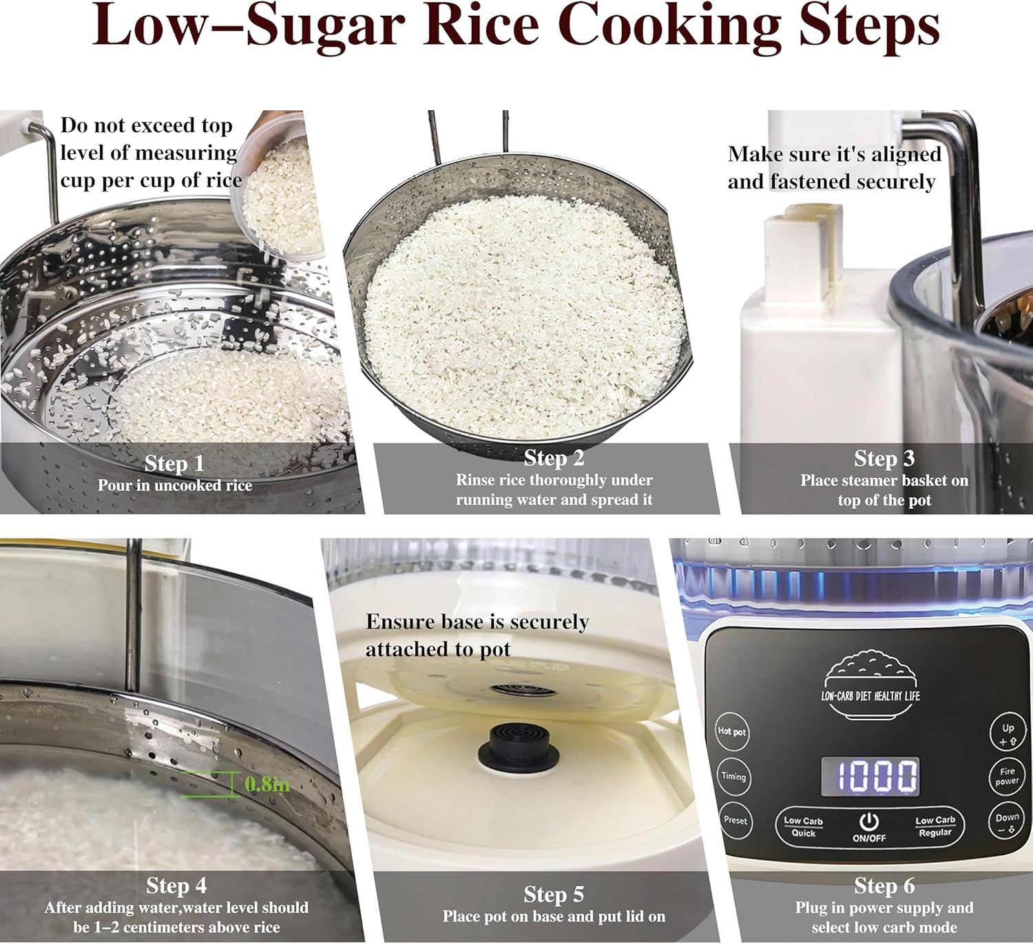 Low Carb Rice Cooker,5L Multifunction Smart Rice Cooker - 4H Keep Warm,Digital Display,Timer & Reservation Function,Suitable for Cooking,Simmering,Stewing,and Steaming(5L,Beige)