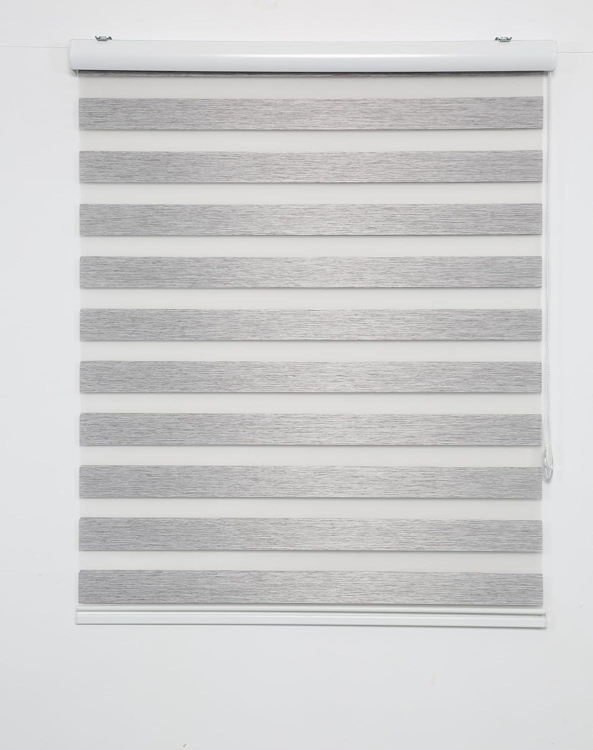 Shadesu Custom Size Zebra Blinds for Windows, 84" W x 72 H, Grey, Dual Layer Free-Stop Zebra Shades, Light Control for Day and Night, Sheer Blinds for Indoor Windows, Bedroom, Kitchen