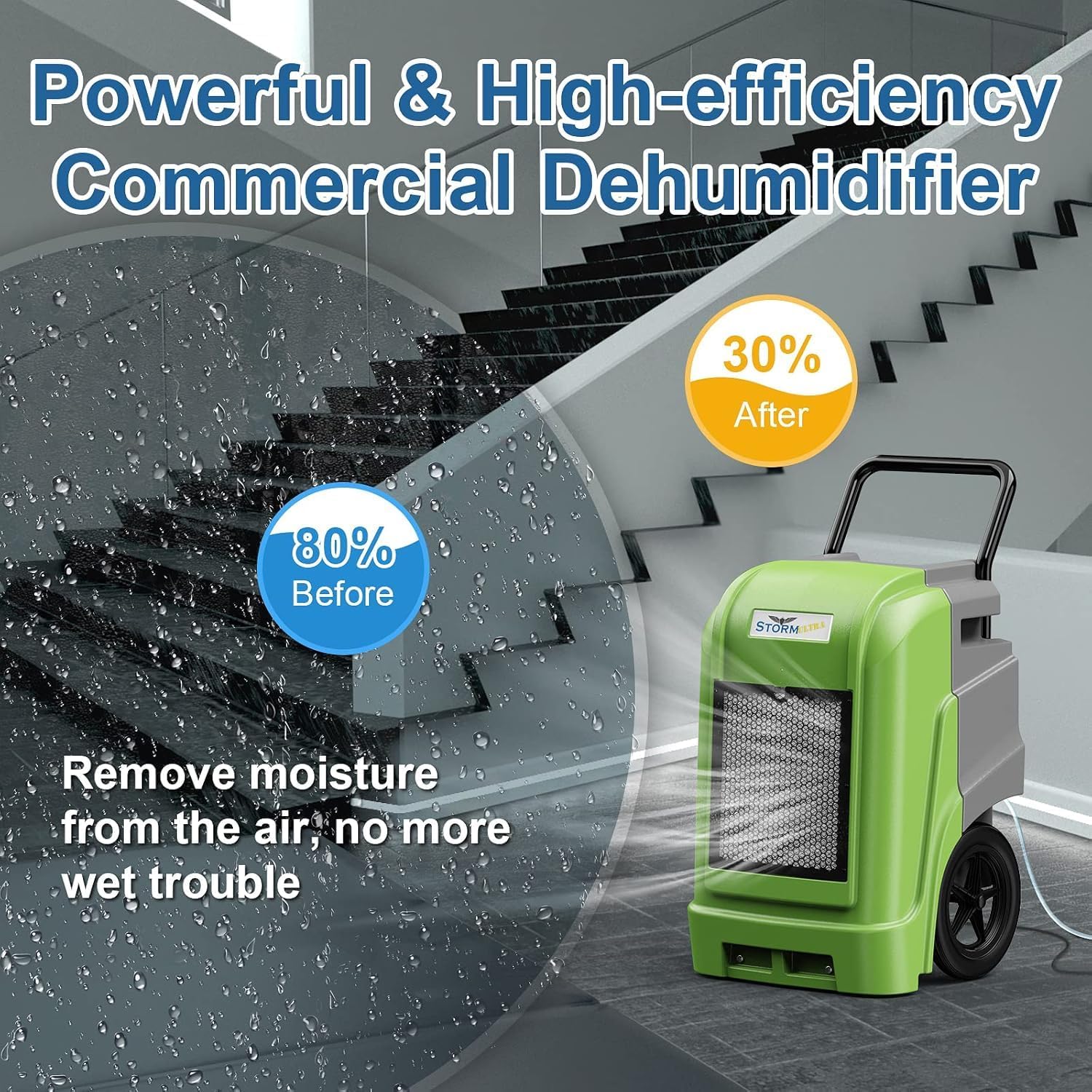 ALORAIR Commercial Dehumidifier with Pump Drain Hose, 190 Pints Industrial Dehumidifiers Large Capacity for Basements, Garages, Mall & Job Sites, 5 Years Limited Warranty