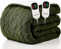 Heated Electric Blanket Queen Size-84"x90" Heating Blanket with 10 Heating Levels & 5 Time Settings Over-Heat Protection，Winter Warmer for Adults with ETL Certification（Green）