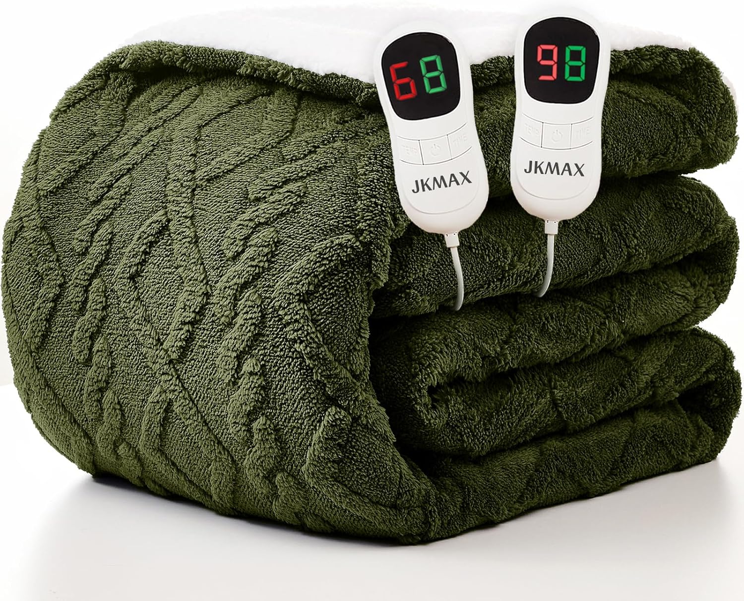 Heated Electric Blanket Queen Size-84"x90" Heating Blanket with 10 Heating Levels & 5 Time Settings Over-Heat Protection，Winter Warmer for Adults with ETL Certification（Green）