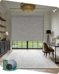 Yoolax Motorized Blinds with Remote, Smart Blinds for Windows Blackout Automatic Shades Compatible with Alexa Remote Control Roller Window Shades with Valance, Custom Size (V-Wood Stripe)