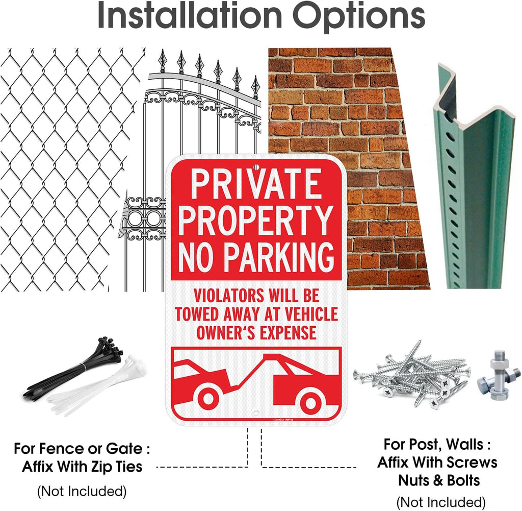 GicnKeuz Schild mit Aufschrift "Private Property No Parking", Violators Will Be Towed Away at Vehicle Owner's Expensing", 45.7x30.5 cm, lichtbeständig, für den Außenbereich