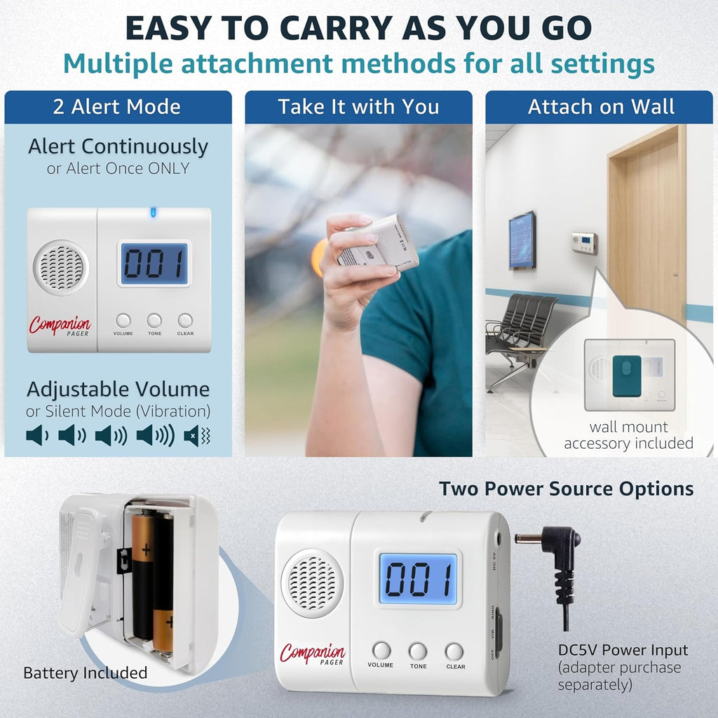 Caregiver Pager Wireless Call Buttons for Elderly at Home for Seniors Adults Patients Nurse Call Light System Alert Button Alarm Emergency with Review Feature