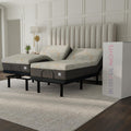 Blissful Nights e4 Cal King Split Adjustable Bed Base Frame with 12" Medium Firm Copper and Gel Infused Memory Foam Mattress